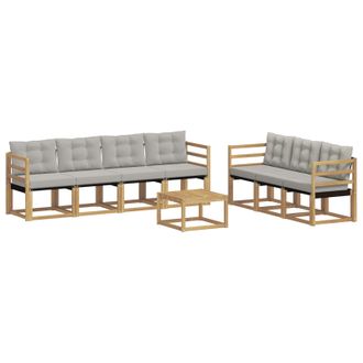 vidaXL Conjunto De Sof&aacute;s De Exterior 8 Pcs Blanco Y Gris Claro Vidaxl