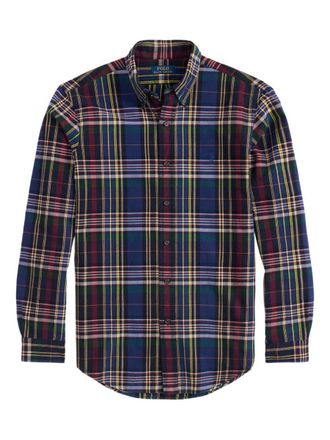 Polo Ralph Lauren Blue And Red Shirt In Cotton With Check Printed