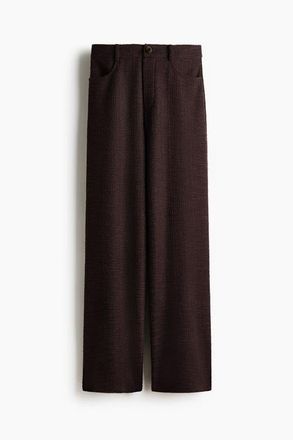 H&M Wide Boucl&eacute; Trousers in Dark Brown at Nordstrom, Size Xx-Large
