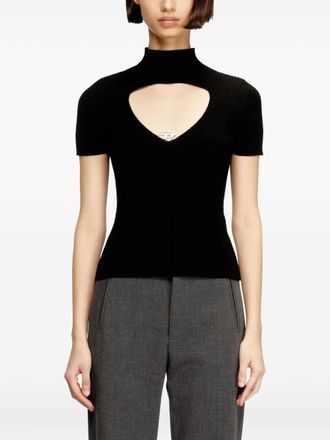 Diesel M-Olive cut-out oval hardware t-shirt - women - Wool - L - Black