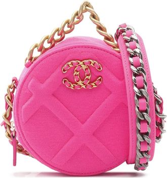 Chanel 2019 jersey 19 ronde Clutch on Chain tas - Roze