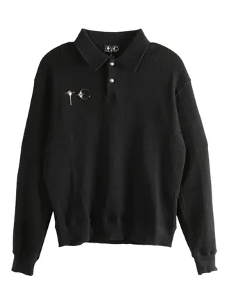 Thug Club waffle pin polo shirt - Black
