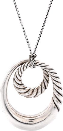 David Yurman Vintage Double Circle Pendant Necklace Sterling Silver