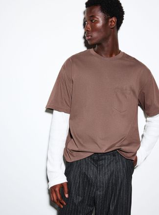 Le 31 Mens Waffle-sleeve faux-layered T-shirt Imported from Seoul
