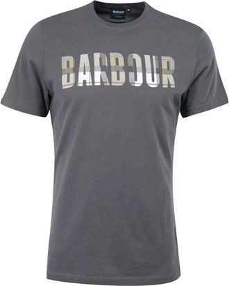 Barbour Tartan Grafisch Katoenen T-Shirt - Heren - T-shirts - Grijs - L - Katoen - Tops