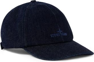 Stone Island Baseballpet met Geborduurd Logo - Heren - Petten - Blauw - ONE Size - Katoen - Accessoires