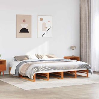 vidaXL Vidaxl - Cama Sin Colch&oacute;n Madera Maciza De Pino Marr&oacute;n Cera 180x200 Cm