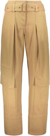 Low Classic Cargo broek met zakken en riem - Dames - Straight fit broeken - Beige - L - Katoen - Broeken