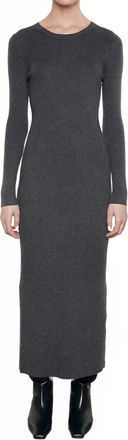 Enza Costa Silk Sweater Rib Crew Dress In Heather Charcoal