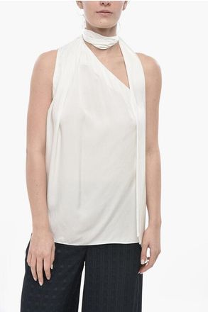 Stella McCartney Viscose One-Shoulder Top with Tie Neck Detail size 38