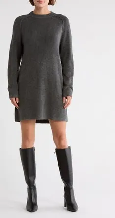 Melrose and Market Raglan Sleeve Sweater Dress in Grey Medium Charcoal Heather at Nordstrom Rack, Size X-Small