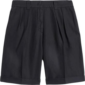 Aspesi Katoen-linnen Gabardine Bermuda - Dames - Korte Broeken - Blauw - M - Katoen - Korte Broeken