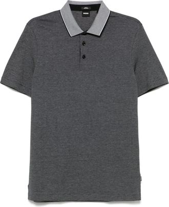 BOSS Polo in cotone con colletto a contrasto - Blu