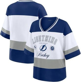 WEAR by Erin Andrews Womens WEAR by Erin Andrews Blue/White Tampa Bay Lightning Jersey Style Tee at Nordstrom, Size Small