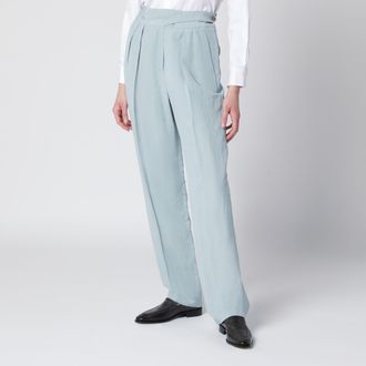 Blaz&eacute; Milano Pantaloni Tomo azzurri in seta e lino
