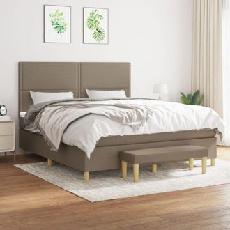 vidaXL Vidaxl - Cama Box Spring Con Colch&oacute;n Tela Gris Taupe 180x200 Cm