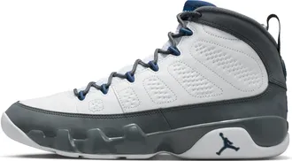 Nike Jordan Mens Air Jordan 9 Retro Flint Grey and French Blue Shoes in White | HV4794-100
