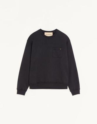 Valentino Valentino Cotton Sweatshirt With Vgold Man BLACK XXL