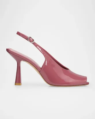 Stuart Weitzman 85mm Val Patent Leather Slingback Pumps