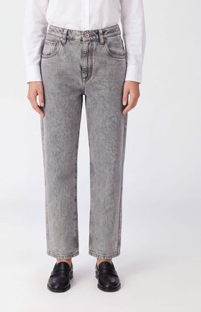 Brunello Cucinelli High-Waisted Five-Pocket Straight Jeans in Cotton Denim