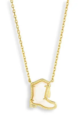 Kendra Scott Drill Team Boot Pendant Necklace in Gold Ivory Mother Of Pearl at Nordstrom