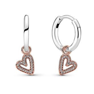 Pandora Rose Sparkling Freehand Heart Hoop Earrings