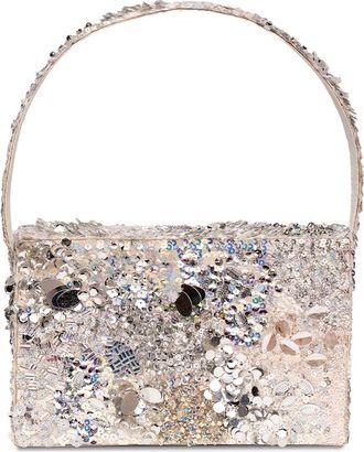 Simitri Sequin Box Clutch in Silver Siren at Nordstrom
