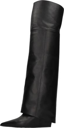 Vic Mati&eacute; Leren Cuissard Laarzen - Dames - Over de knie laarzen - Zwart - 37 EU - Leer - Schoenen