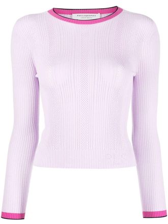 Philosophy di Lorenzo Serafini Ribgebreide top - Roze