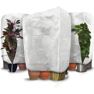 OEM Juego De 3 Fundas De Invierno Para Plantas De Polipropileno De 80 G/m&sup2;, Forro Polar Con Cord&oacute;n Y Cremallera, Reutilizables Y Duraderas, 200 X 240 Cm