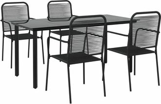 vidaXL Vidaxl - Juego De Comedor Jard&iacute;n 5 Pzas Acero Y Cuerda De Algod&oacute;n Negro