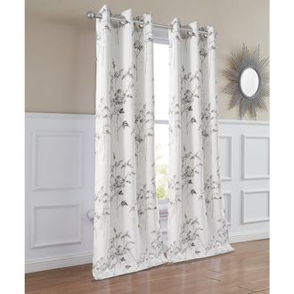 Dainty Home Set of 2 Floral Room Darkening Curtains in Grey at Nordstrom Rack
