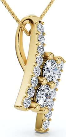 Pompeii3 1/2Ct Two Stone Diamond Pendant Gold Necklace Lab Grown 18 Lab Grown