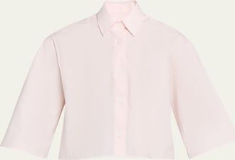 Maria McManus Short-Sleeve Cropped Button-Down Shirt