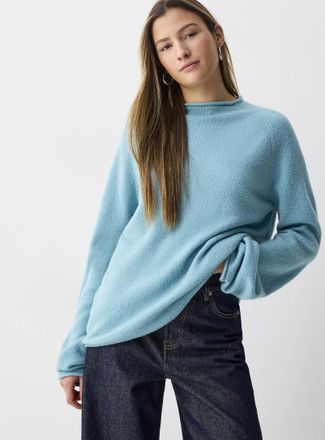 Twik Womens Rolled hem boucl&eacute; knit sweater