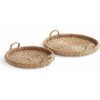 Napa Home & Garden Sawyer Round Trays With Handles, Natural Mendong Rattan, 2pc in Brown at Nordstrom