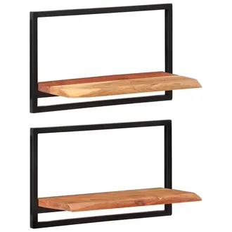 vidaXL Vidaxl - Estantes De Pared 2 Unidades Madera Maciza Acacia 60x25x35 Cm