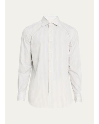 Cesare Attolini Mens Cotton Multi-Stripe Classic Fit Sport Shirt