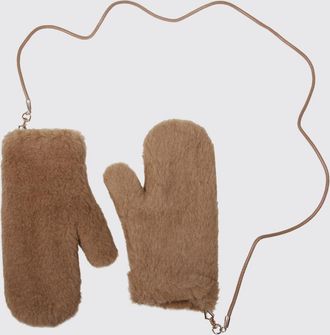 Max Mara Gloves in a Precious Camel and Silk Blend with Spring Clip