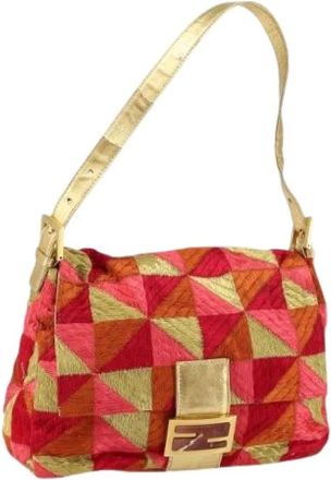 Fendi Pre-owned Shoulder Bags, female, Multicolor, Size: ONE SIZE Pre-owned Satin Shoulder Bag