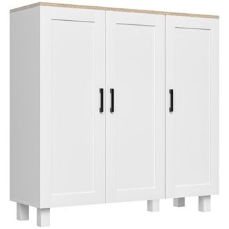 OEM Aparador De Sal&oacute;n Mueble Buffet Con 3 Puertas Y Estantes Ajustables Para Cocina Comedor Estilo N&oacute;rdico 90x30x90 Cm Blanco