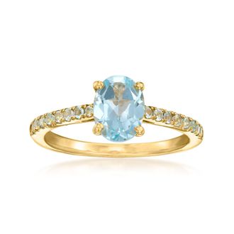 Ross-Simons Sky Blue Topaz Birthstone Ring in 18kt Gold Over Sterling