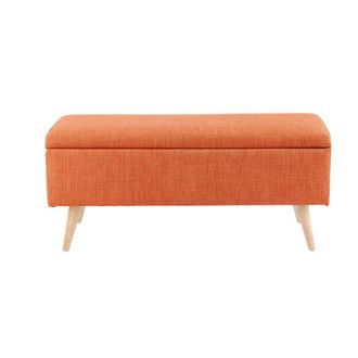 Maisons du monde Banco con arc&oacute;n vintage tapizado naranja y patas de madera de hevea