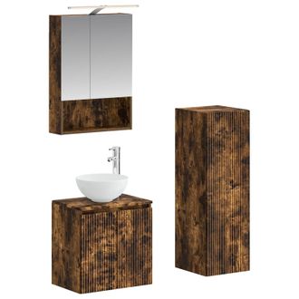 vidaXL Juego De Muebles De Ba&ntilde;o 4 Pcs Roble Ahumado Vidaxl
