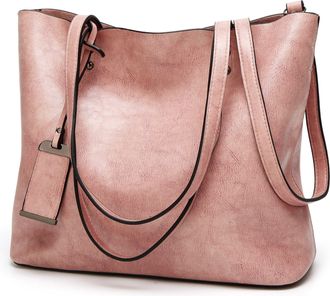 Generic Extra Large Purse and Handbag for Women Top Handle Shoulder Bag Fashion Leather Crossbody Tote Bags with Zipper (Pink)