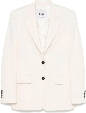 Msgm Ivoor Blazer Jas Voorste Knoopsluiting - Dames - Blazers - Beige - M - Katoen - Jassen