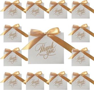 OEM Cajas De Regalo Para Bodas, 20 Unidades Con Lazo, Ideales Para Bodas, Cumplea&ntilde;os Y Fiestas (115 X 45 X 100 Mm)