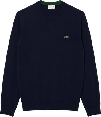 Lacoste Trui met ronde hals van katoen - Heren - Ronde hals truien - Blauw - 3XL - Katoen - Truien & Vesten