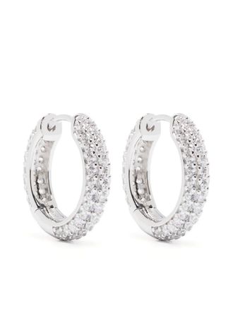 Darkai Pavé crystal hoop earrings - Silver