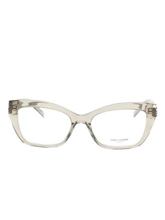 Saint Laurent Eyewear Occhiali cat-eye con logo - Marrone